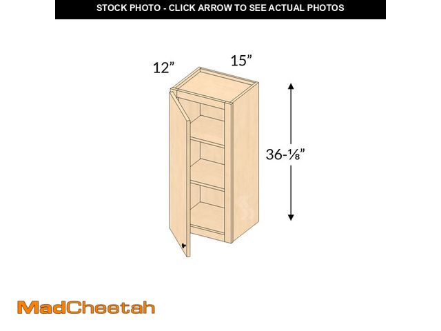 Lot 74-12584181 - W1536 - Shaker Maple Natural Wall Cabinet (1 Door) - Framed Assembled Kitchen Cabinet - UNUSED