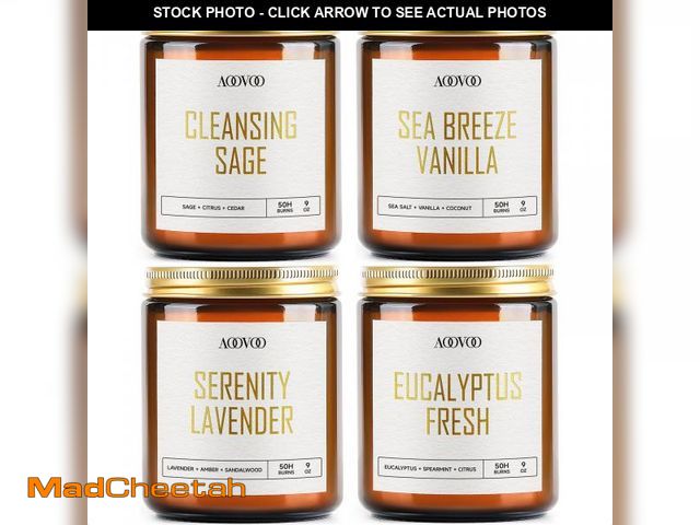 Lot 74-12432777 - AOOVOO Scented Candles - 4PC Candle Set, 36 oz Soy Candles, Soy Candle for Home Scented, Lavender/Va...