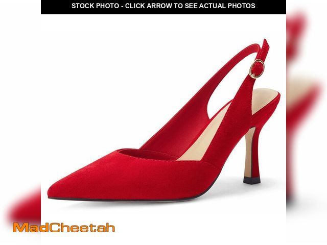 Lot 74-14213043 - Rilista Women's Slingback Kitten Heels Closed Pointed Toe Wedding Party Dress Pumps Shoes, Dark Red,...