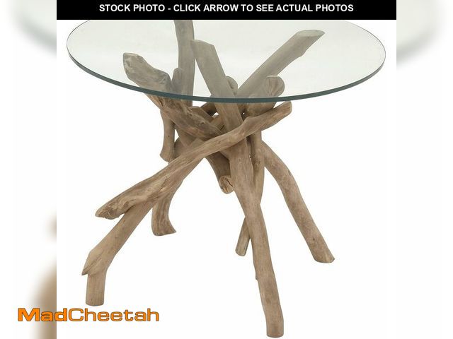 Lot 74-13041241 - (MISSING GLASS TOP) Deco 79 Wood Handmade Side End Accent Table Tree Branch End Table with Clear Gla...