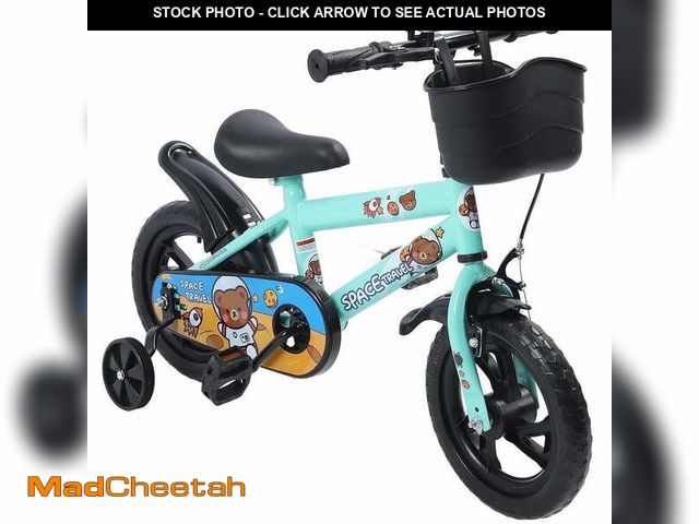 Lot 74-13817905 - EOTVIA Kids Bike with Training Wheels, 12 inch Bike with Basket, Kids Bicycle with Seat/Handlebar, C...