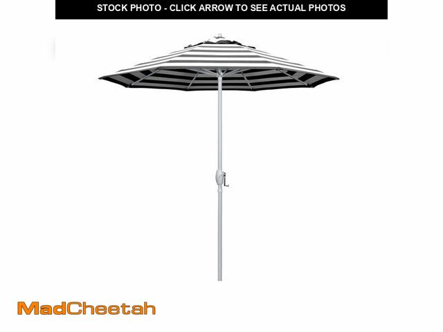 Lot 74-12897294 - California Umbrella 7.5' Rd Aluminum Patio Umbrella, Crank Lift, Auto Tilt, White Finish, Sunbrella ...