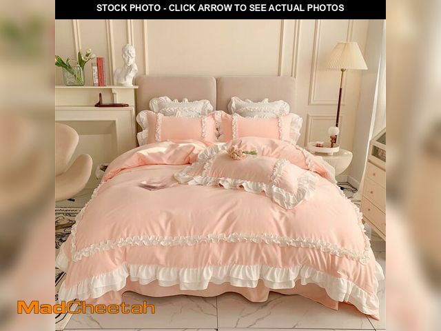 Lot 74-12710523 - Chic Lace Bedding,Girls Twin Aesthetic Comforter Cover Set,Cute Princess Style Ruffled Duvet Cover w...