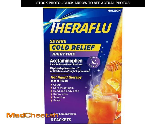 Lot 74-14585784 - (SET OF 24) 24 Boxes of TheraFlu Nighttime Severe Cold Relief Honey Lemon Flavor Powder - 6ct/box (T...