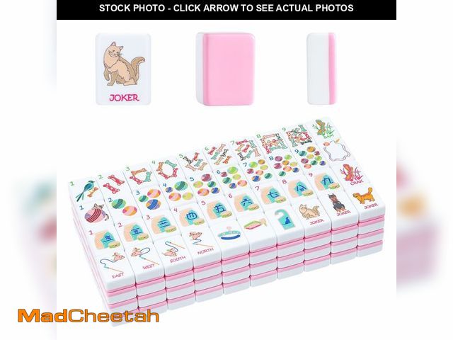 Lot 74-13711251 - 2026 American Mahjong Tile Set, 160 Pink Engraved Cute Mahjong Tiles with Mahjong Tiles Bag and Mahj...