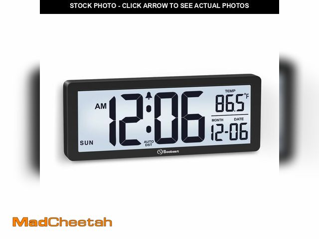 Lot 74-14385305 - Soobest 8.5 Inch Small Digital Wall Clock Battery Operated with Auto Nightlight and Manual Backlight...