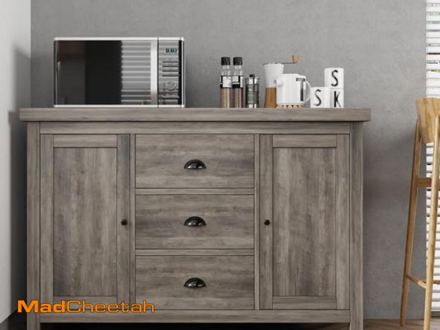 Lot 74-12287244 - Senfot Buffet Sideboards, Kitchen Storage Cabinet, Large Storage with 3 Drawers and 2 Doors Sideboar...