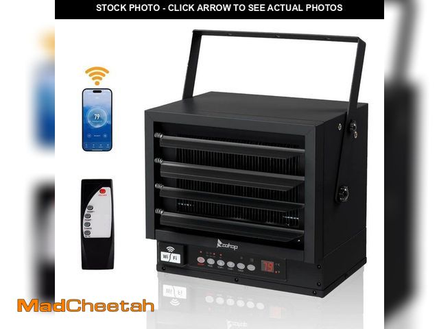 Lot 74-13044639 - Karl home 5000-Watt 240-Volt Electric Forced Air Garage Fan Heater with Remote and WiFi Function in ...