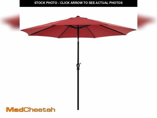 Lot 74-13767014 - EDX 9FT Outdoor Patio Umbrella with Push Button Tilt and Crank Handle, Market Umbrella with 8 Sturdy...