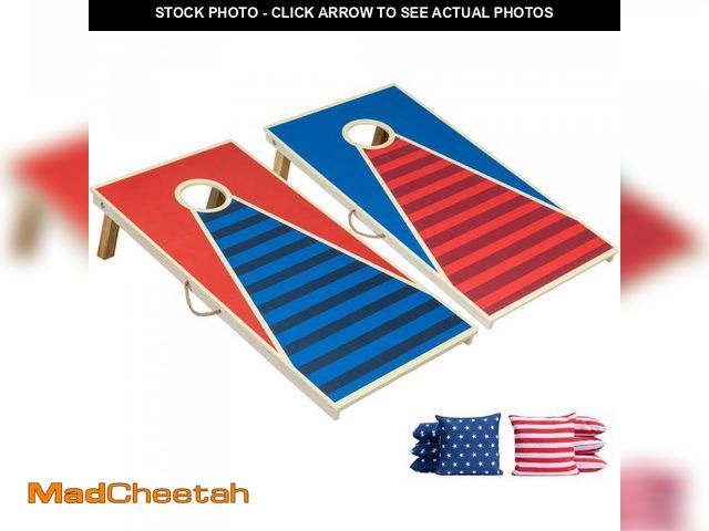 Lot 74-12150182 - SANYOAC Cornhole Board Set, 4'x2' Regulation Size, 100% Solid Wood, UV Direct Printing, 8 All-Weathe...