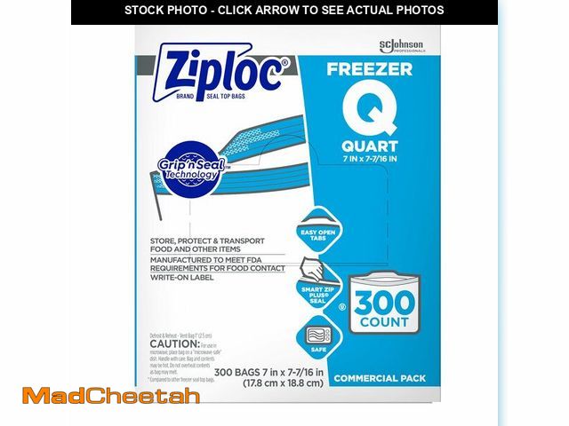 Lot 74-12716838 - SC Johnson Professional Ziploc Quart Food Storage Freezer Bags, Grip 'n Seal Technology for Easier G...