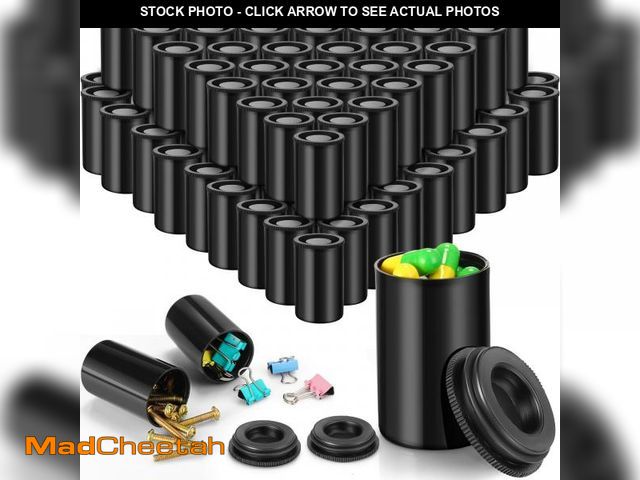 Lot 74-12217187 - JOVITEC 100 Pieces Plastic Film Canister Holder 35 mm Empty Camera Reel Containers Storage Container...
