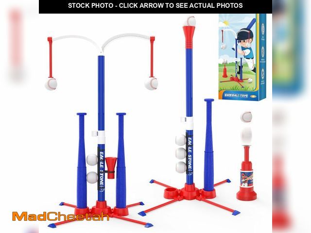 Lot 74-14208139 - EagleStone 3-in-1 Toddler T Ball Set for Kids 3-5 5-8, 2 Baseball Bats, Adjustable Height Hanging Te...