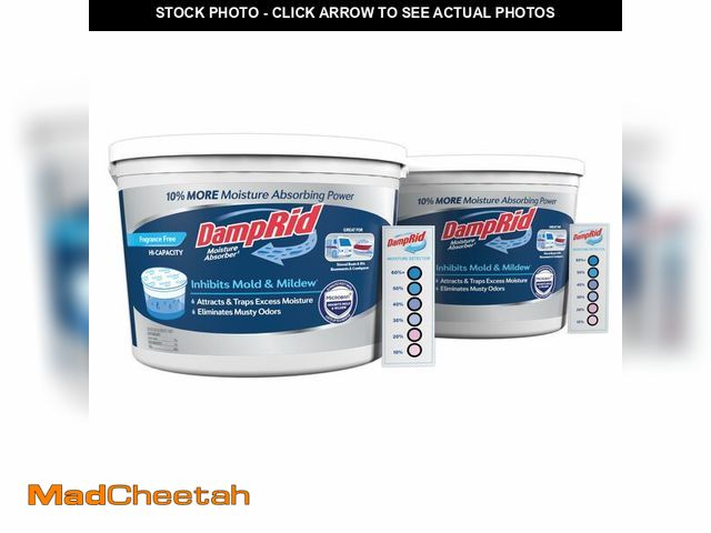 Lot 74-12601812 - DampRid Hi-Capacity Moisture Absorber Bucket, Fragrance Free, 2 lb. 15.5 oz. &amp; Moisture Detectio...