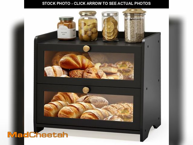 Lot 74-13544420 - JANSNIMEN Double Layer Bread Box for Kitchen Countertop, Large Breadbox Bread Container Storage with...