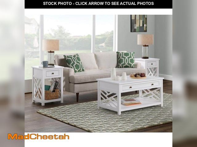 Lot 74-12655652 - Alaterre Furniture Coventry 36 in. White Medium Rectangle Wood Coffee Table with Drawer - UNUSED