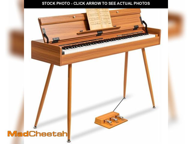 Lot 74-13089474 - UISCOM 88 Key Weighted Digital Piano - Wooden Desk Electric Piano Transforms Between Desk and Vanity...