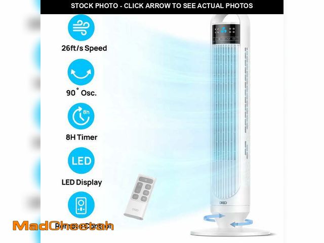 Lot 74-14435601 - DREO Tower Fans for Home, 32" Standing Floor Fan, 26 Ft/S Bladeless Fan with Remote, 90Â° Oscillatin...