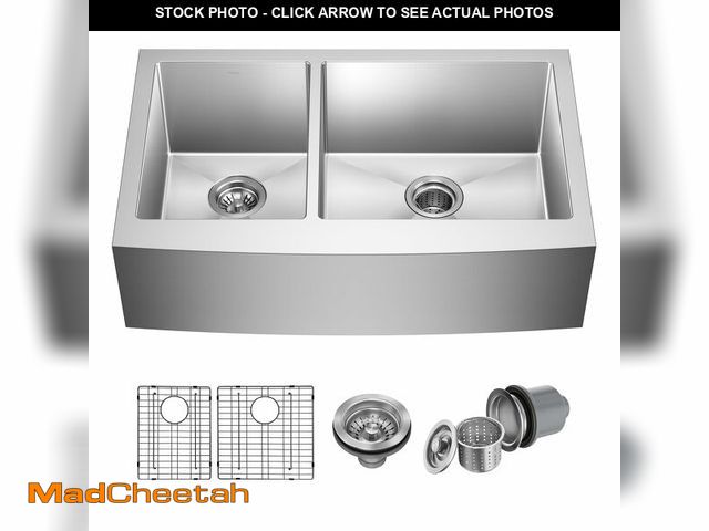 Lot 74-14439481 - Kraus KHF204-33 Standart PRO Kitchen Stainless Steel Sink, 16 Gauge, 33" Undermount Round Apron 40/6...