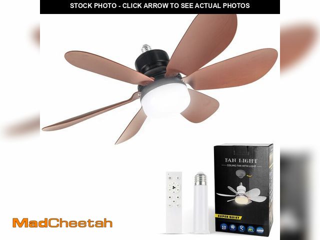 Lot 74-13954480 - Socket Fan Light, Light Bulb Fan 20.5IN Dimmable, Screw in Socket Fan Ceiling Fan with Light for Gar...