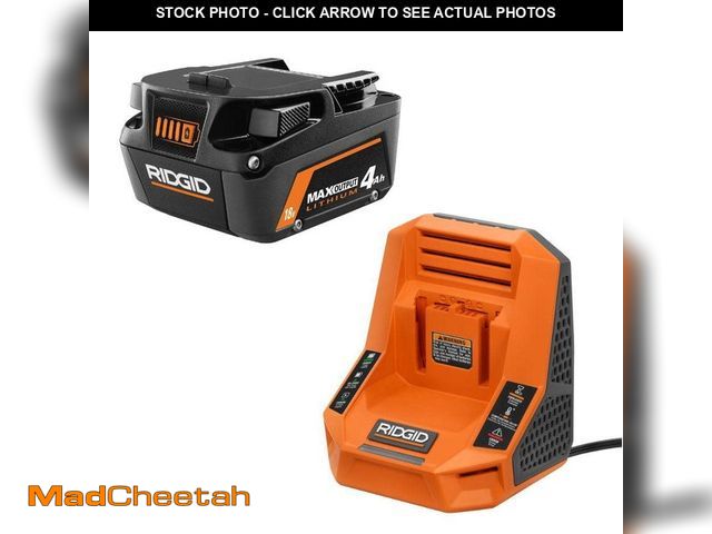 Lot 74-12939875 - RIDGID 18V 4.0 Ah MAX Output Starter Kit with Rapid Charger - UNUSED