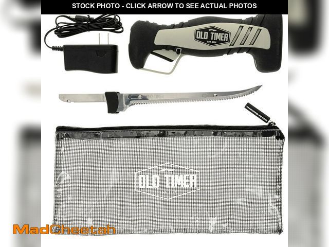 Lot 74-14337893 - Old Timer Cordless Electric Fillet Knife with 8in Fully Serrated Stainless-Steel Blade, Trigger Lock...