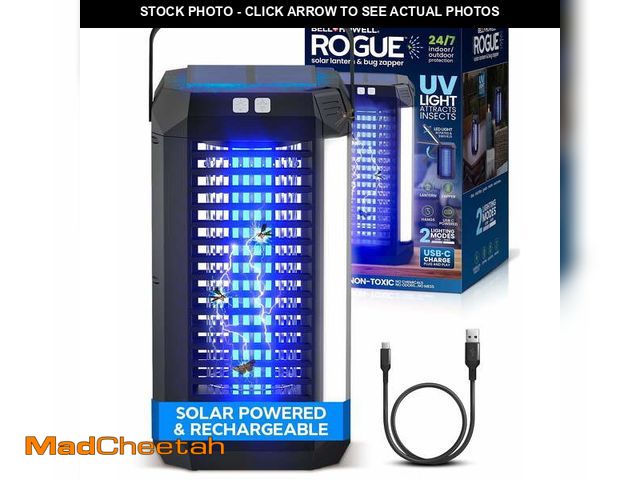 Lot 74-12886064 - Bell and Howell Rogue 2 in 1 Solar Bug Zapper Outdoor and Bug Zapper Indoor Plug in for Mosquito, Fl...