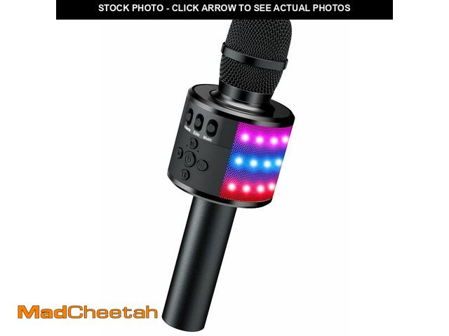 Lot 74-12970157 - BONAOK Karaoke Microphone for Kids &amp; Adults - Bluetooth Microphones Singing Mic with Disco Light...