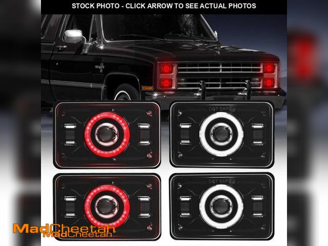 Lot 74-11977107 - DOXMALL 4x6 LED Headlights DOT Approved with Red DRL Amber Turn Signal Halo Compatible for 1986 Che-...