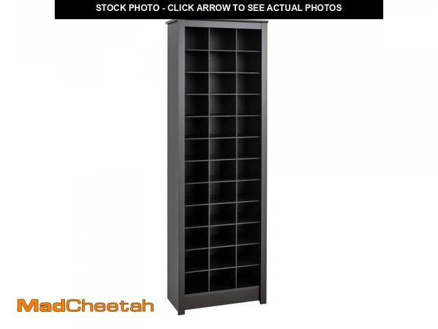 Lot 74-12105524 - Prepac Elegant Black Shoe Storage Cabinet, Space-Saving Solution with Cubbies for 36 Pairs, 13"D x 2...