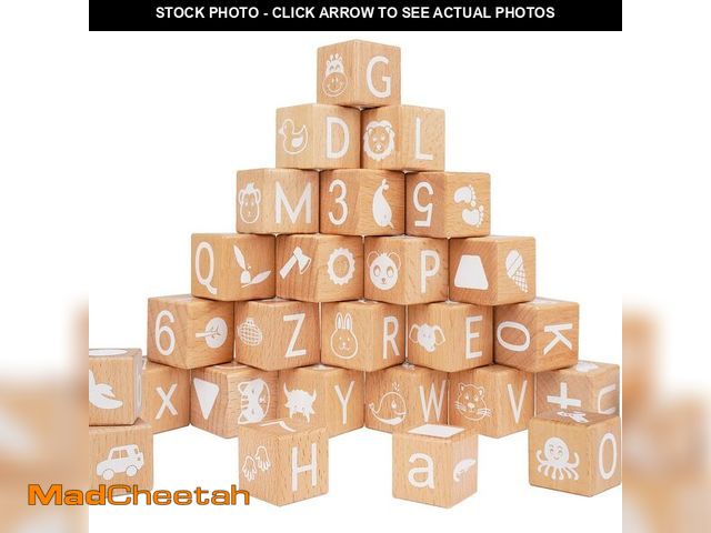 Lot 74-12600583 - AXEARTE Alphabet Letters Stacking Blocks, 26 Wooden ABC Building Blocks for Toddlers, Number, Animal...