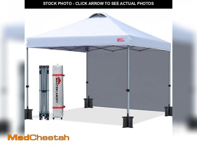 Lot 74-12142587 - MASTERCANOPY Durable Pop-up Canopy Tent with 1 Sidewall (10'x10',White) - UNUSED