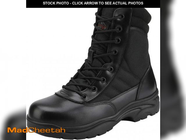 Lot 74-11554442 - NORTIV 8 Mens Military Tactical Work Boots Side Zipper Leather Outdoor 8 Inches Motorcycle Combat Bo...