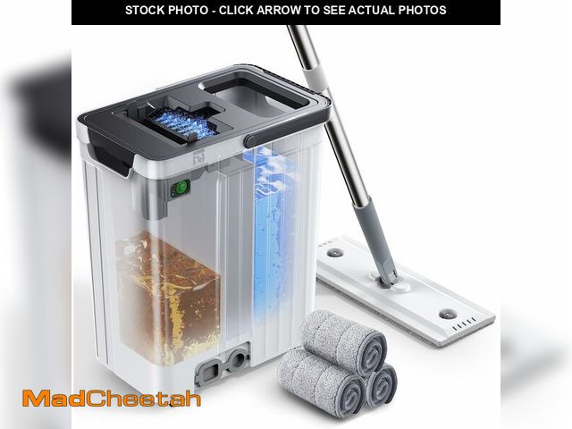 Lot 74-13565832 - ADICOM Mop and Bucket Set | Auto-Spray Cleaning | Dirty Water Separation Keep Water Fresh | Flat Mop...