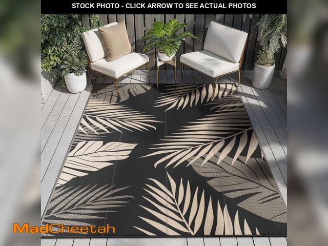Lot 74-12403005 - Outdoor Rug Carpet 8'x10' Waterproof Reversible Patio Rug Portable Modern Abstract Indoor Outdoor Ru...