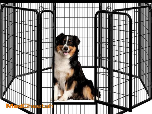 Lot 74-12137393 - Yaheetech Dog Playpen Outdoor, 47 inch 8 Panels Dog Pen Indoor Heavy Duty Puppy Exercise Pen Metal P...