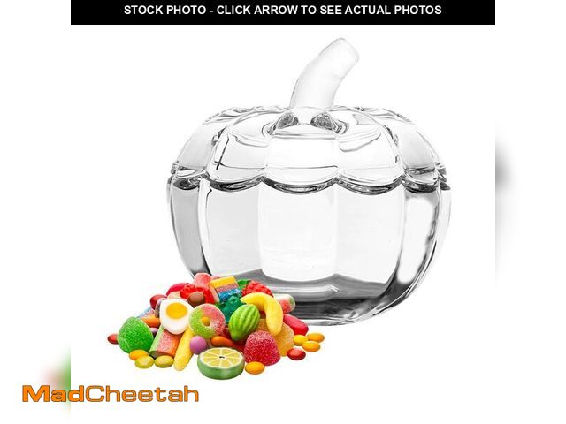 Lot 74-12702927 - LIDSCURA Glass Pumpkin Jar with Cover, Halloween Pumpkin Candy Bowl with Lid, Transparent Pumpkin Co...