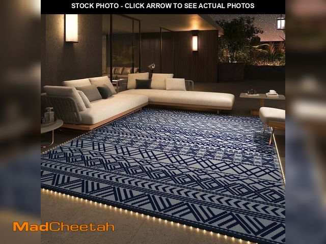 Lot 74-13055294 - SIXHOME Outdoor Rug with LED Strip Lights 8'x10' Waterproof Reversible Patio Rug Boho Geometric Indo...