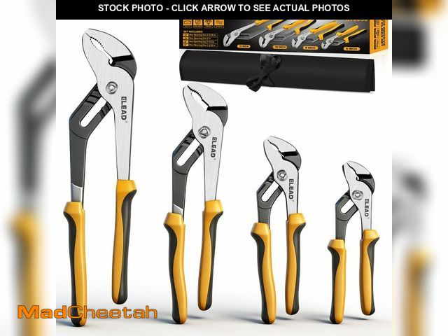 Lot 74-14208218 - ELEAD 4-Piece Groove Joint Pliers Set, 12/10/8/6 Inch Adjustable Water Pump Pliers with Tool Roll Ba...