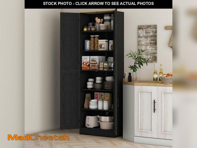 Lot 74-14291433 - HOMCOM 23.5 in. W Wood Freestanding Kitchen Pantry, 4-Door Storage Cabinet with Adjustable Shelves, ...