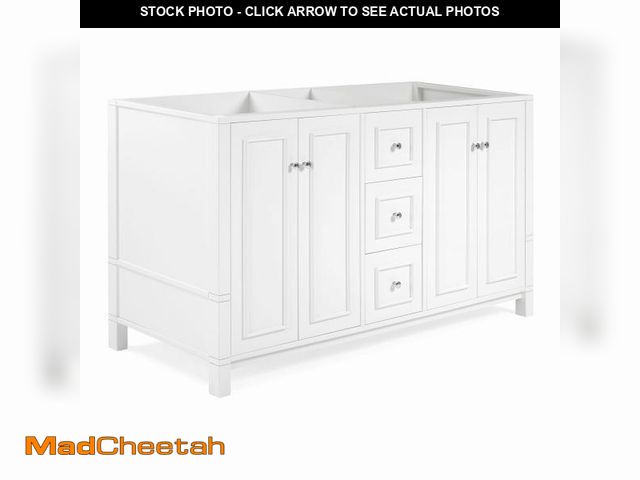 Lot 74-12128349 - Alaterre Furniture Williamsburg 60 Inch Double Sink Bathroom Vanity - Freestanding Cabinet Without T...