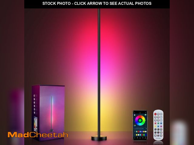 Lot 74-12715538 - OIYN Smart RGBICW LED Corner Floor Lamp - 16 Million DIY Colors, 68+ Scenes, Music Sync, App &amp; R...
