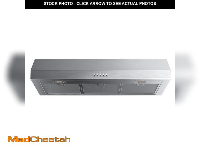Lot 74-13002575 - VIKIO 36 in. 600 CFM Ducted Under Cabinet Range Hood with Lights in Stainless Steel - UNUSED