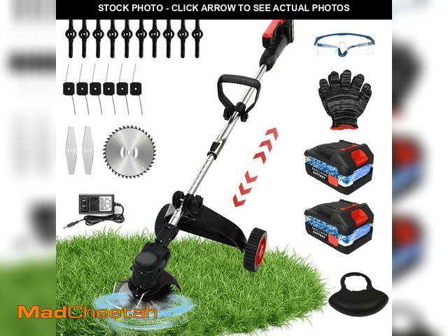 Lot 74-14070222 - Electric Cordless Weed Eater, Grass Trimmer, Weed Wacker with 2*2000mAh Batteries, Lawn Edger Brush ...