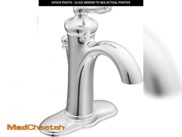 Lot 74-12138656 - Moen Brantford Chrome One-Handle Traditional Bathroom Sink Faucet with Optional Deckplate and Availa...