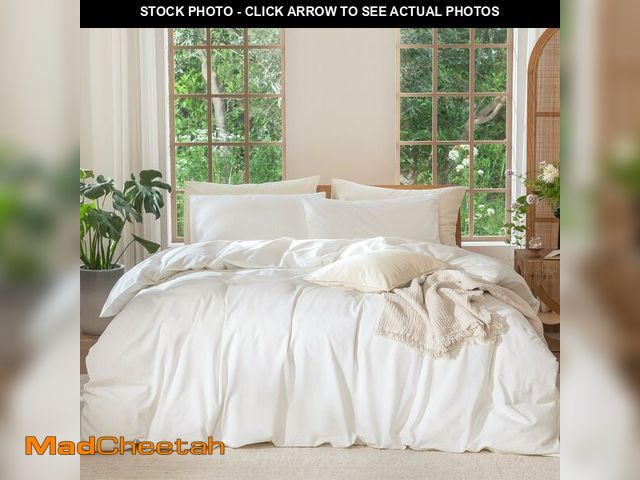 Lot 74-13952523 - MooMee Bedding Duvet Cover Set 100% Washed Cotton Linen Like Textured Breathable Durable Soft Comfy ...