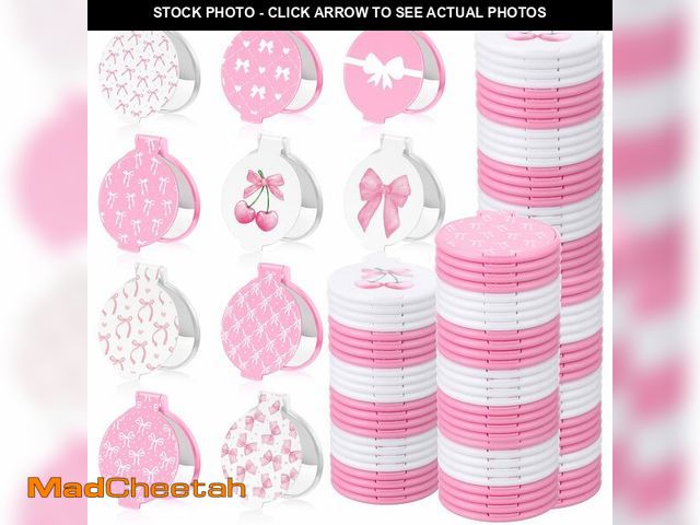 Lot 74-14270410 - Namalu 100 Pcs Pink Bow Party Favors Coquette Compact Mirrors Bachelorette Birthday Gift for Women C...