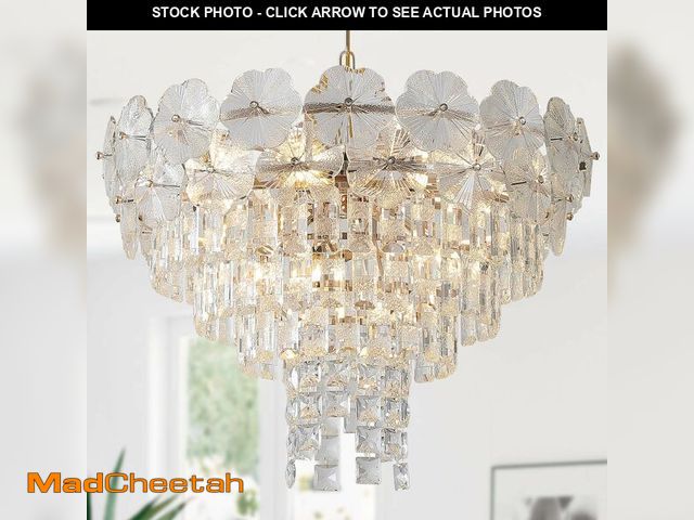 Lot 74-13418138 - Fashtop 24" Crystal Gold Chandelier Modern Flower K9 Crystal Chandelier Lighting Fixtures 6-Tier 12 ...