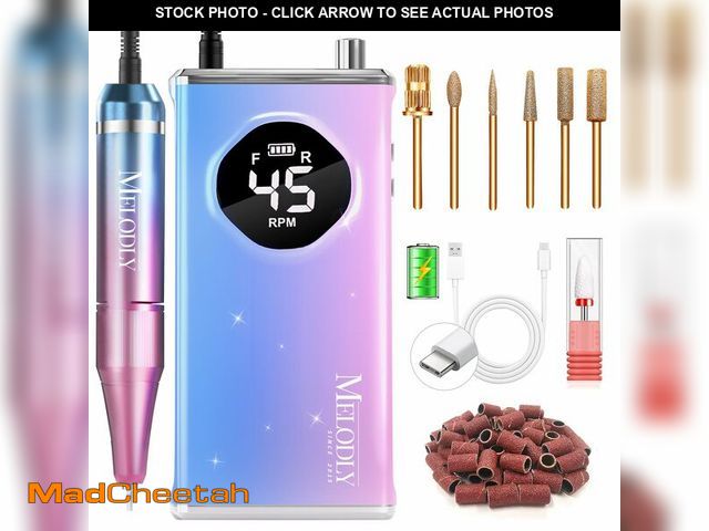 Lot 74-14208235 - Electric Nail Drill File Professional 45000 RPM, Melodly Rechargeable Electric Nail File Machine Kit...