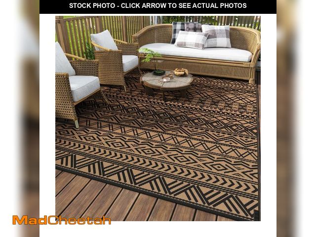 Lot 74-11553851 - MontVoo-Outdoor Rug Carpet Waterproof 5x8 ft Reversible Patio Rug RV Camping Rug-Plastic Straw Rug O...